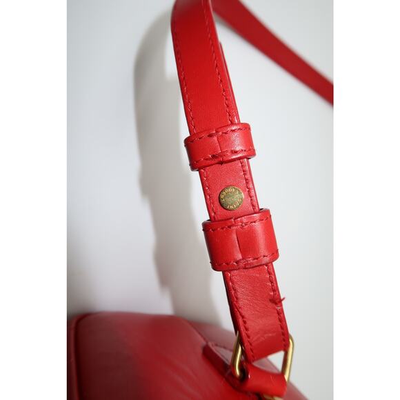 Saint Laurent Leather Logo Accent Classic Duffle Bag Red - Picture 12 of 13